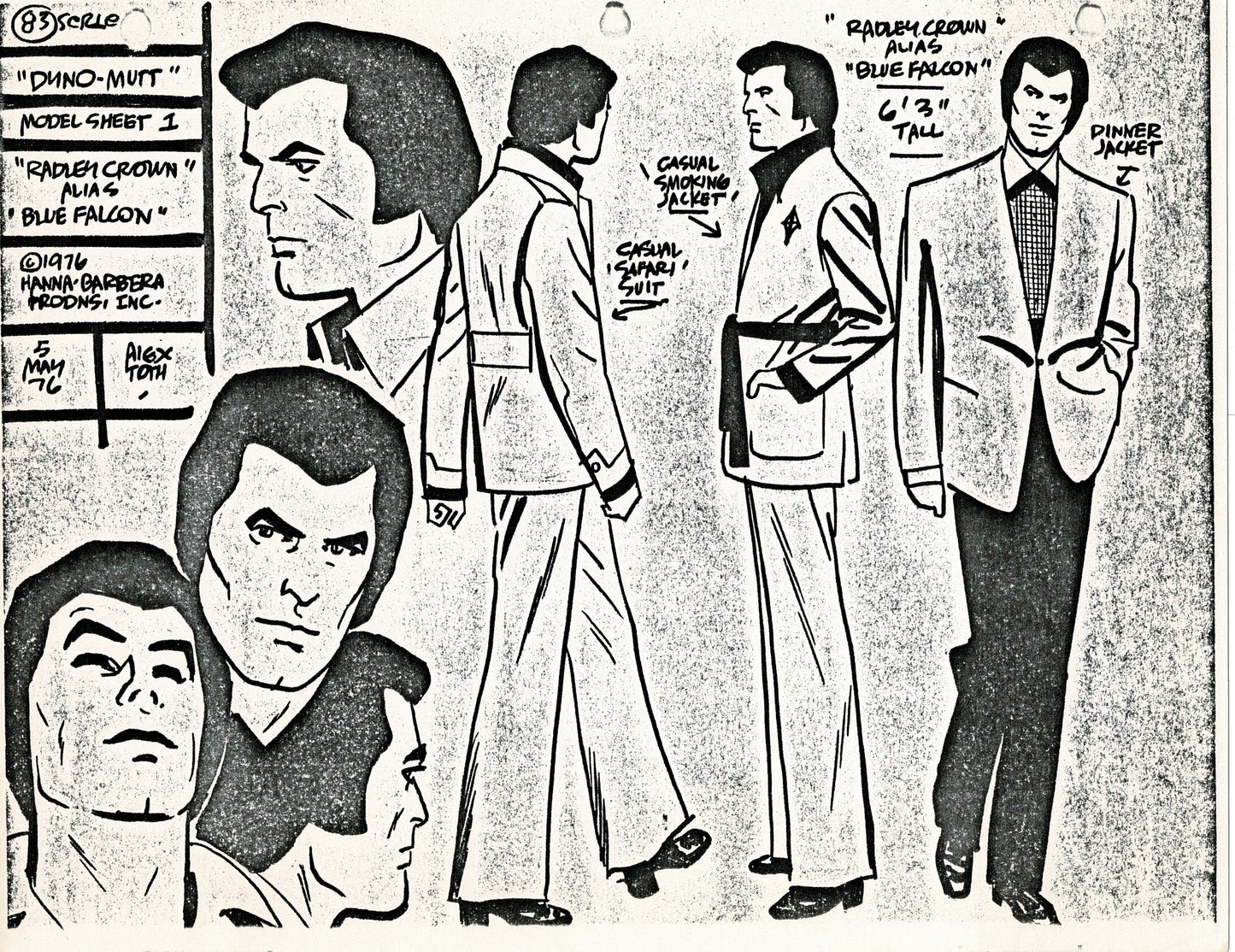 Dyno-Mutt Devlin and Galaxy Trio Alex Toth Production Model Sheet Copy Lot of 41 Pages from Hanna Barbera