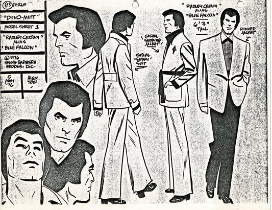 Dyno-Mutt Devlin and Galaxy Trio Alex Toth Production Model Sheet Copy Lot of 41 Pages from Hanna Barbera