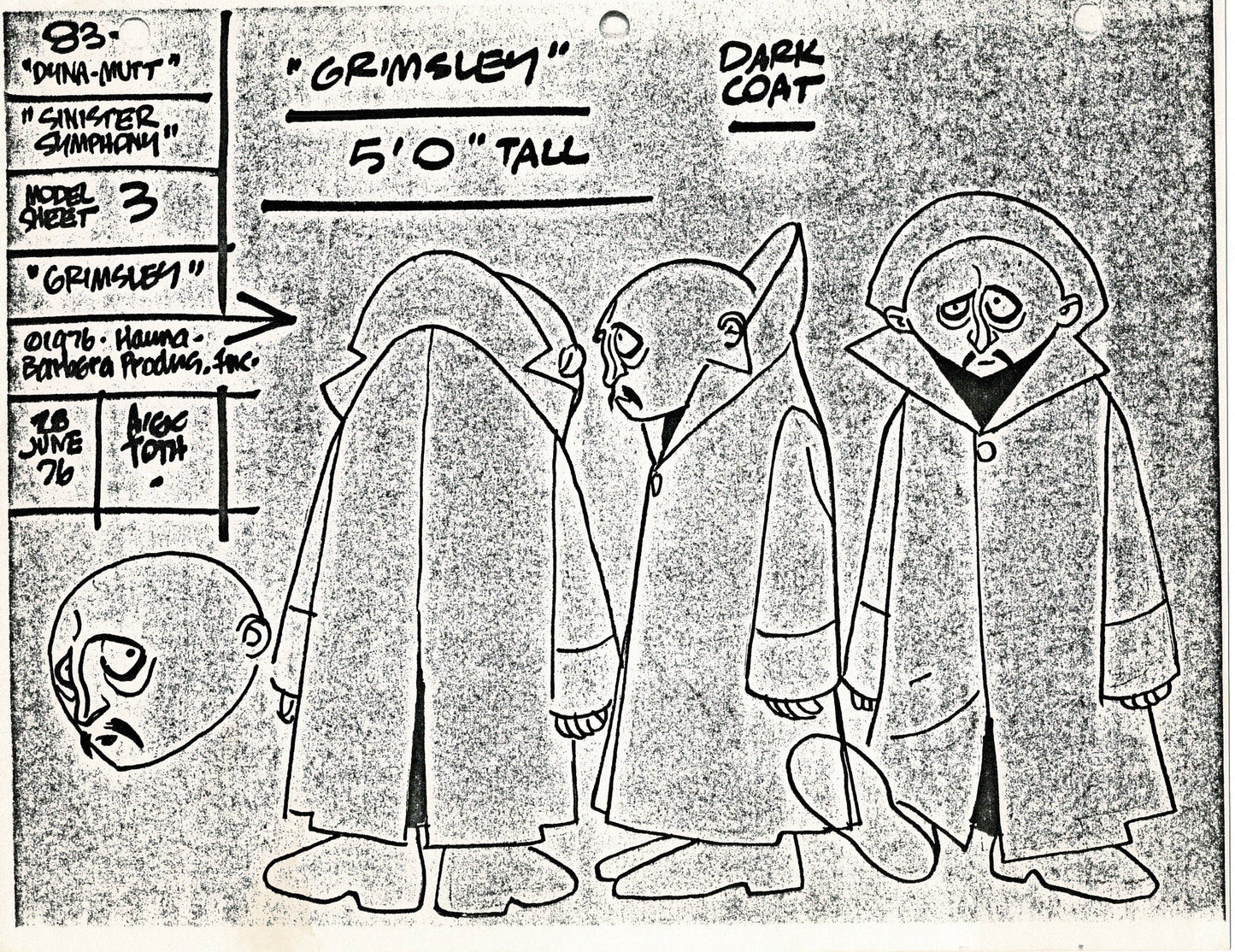 Dyno-Mutt Devlin and Galaxy Trio Alex Toth Production Model Sheet Copy Lot of 41 Pages from Hanna Barbera