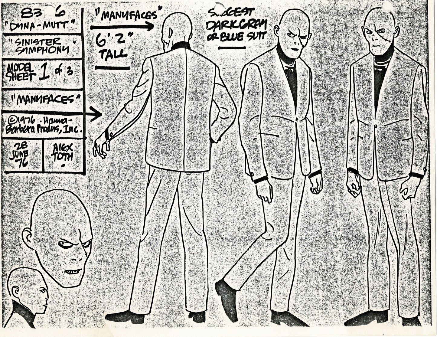 Dyno-Mutt Devlin and Galaxy Trio Alex Toth Production Model Sheet Copy Lot of 41 Pages from Hanna Barbera