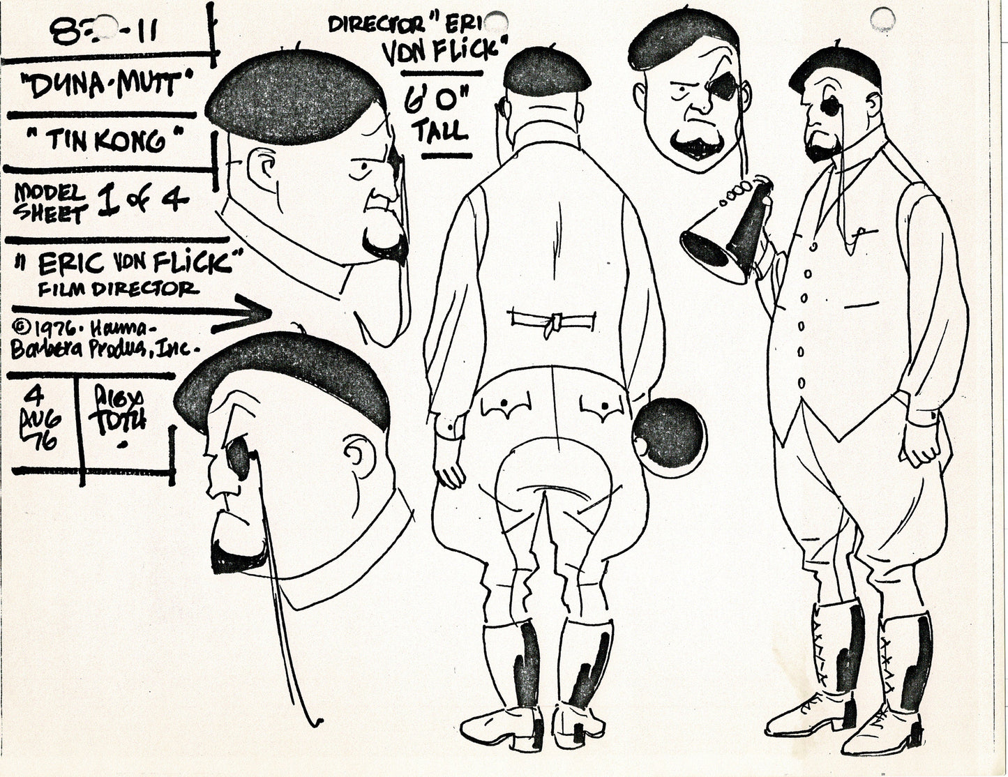 Dyno-Mutt Devlin and Galaxy Trio Alex Toth Production Model Sheet Copy Lot of 41 Pages from Hanna Barbera