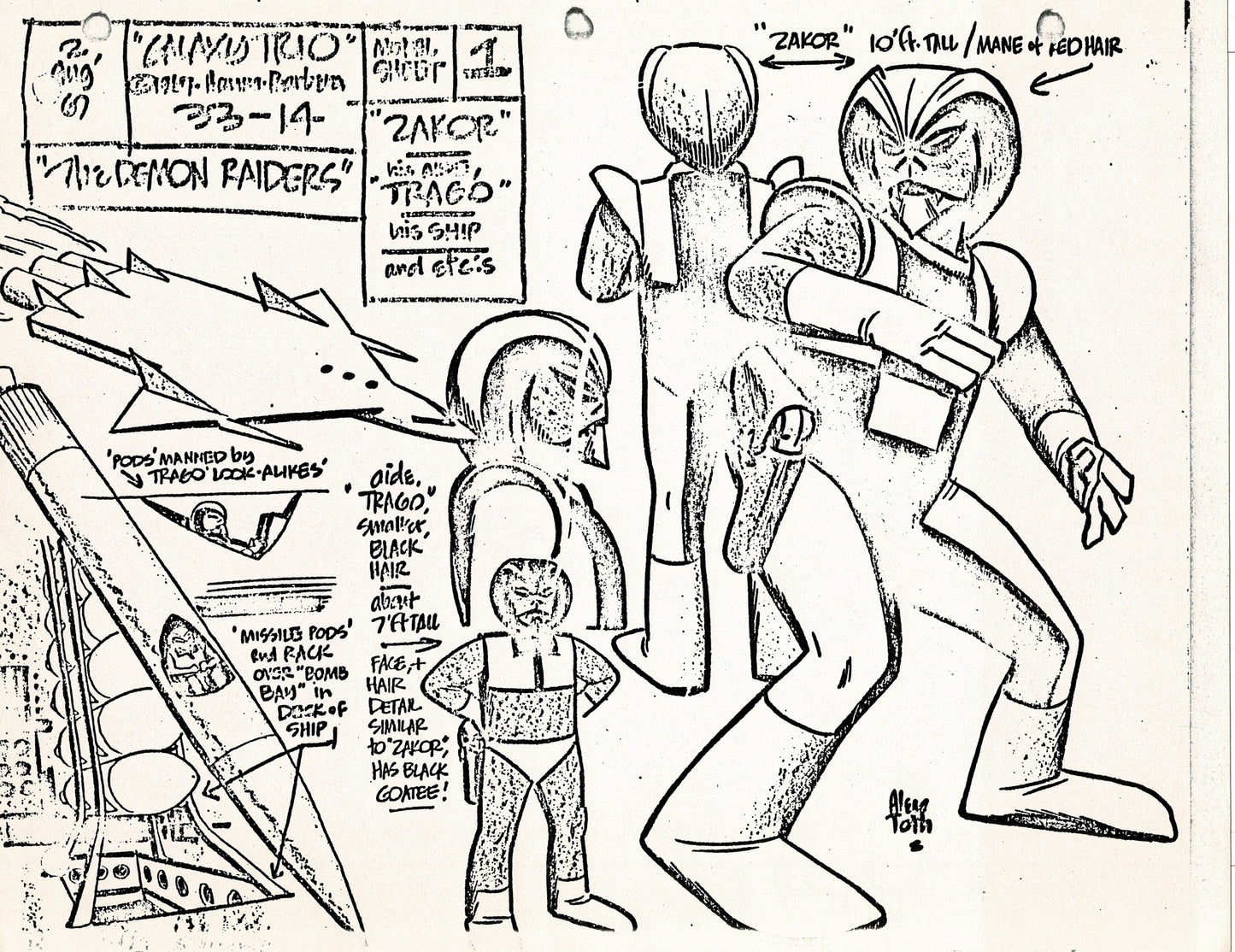 Dyno-Mutt Devlin and Galaxy Trio Alex Toth Production Model Sheet Copy Lot of 41 Pages from Hanna Barbera