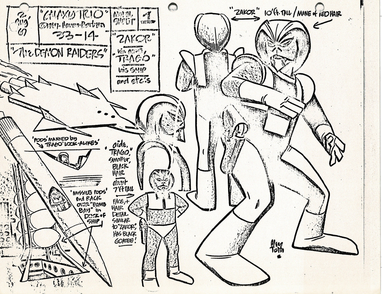 Dyno-Mutt Devlin and Galaxy Trio Alex Toth Production Model Sheet Copy Lot of 41 Pages from Hanna Barbera