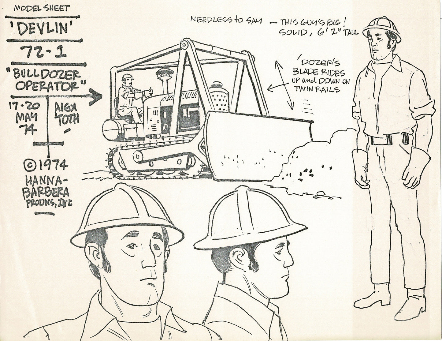 Dyno-Mutt Devlin and Galaxy Trio Alex Toth Production Model Sheet Copy Lot of 41 Pages from Hanna Barbera