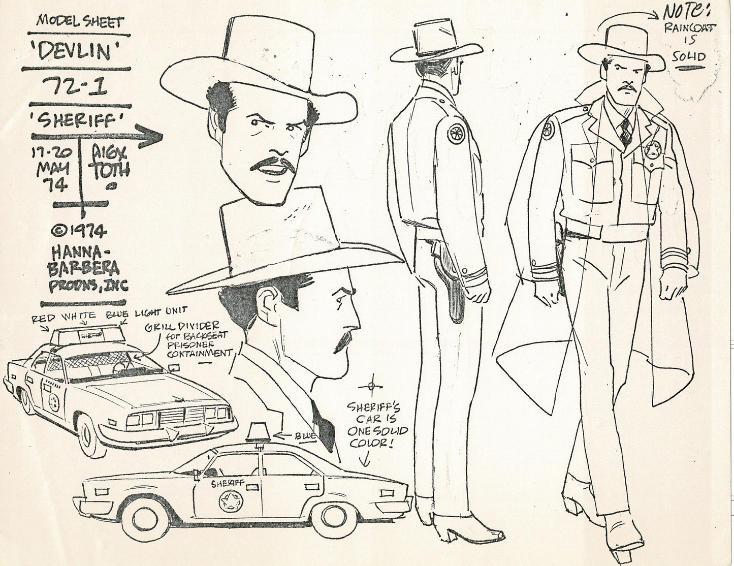 Dyno-Mutt Devlin and Galaxy Trio Alex Toth Production Model Sheet Copy Lot of 41 Pages from Hanna Barbera