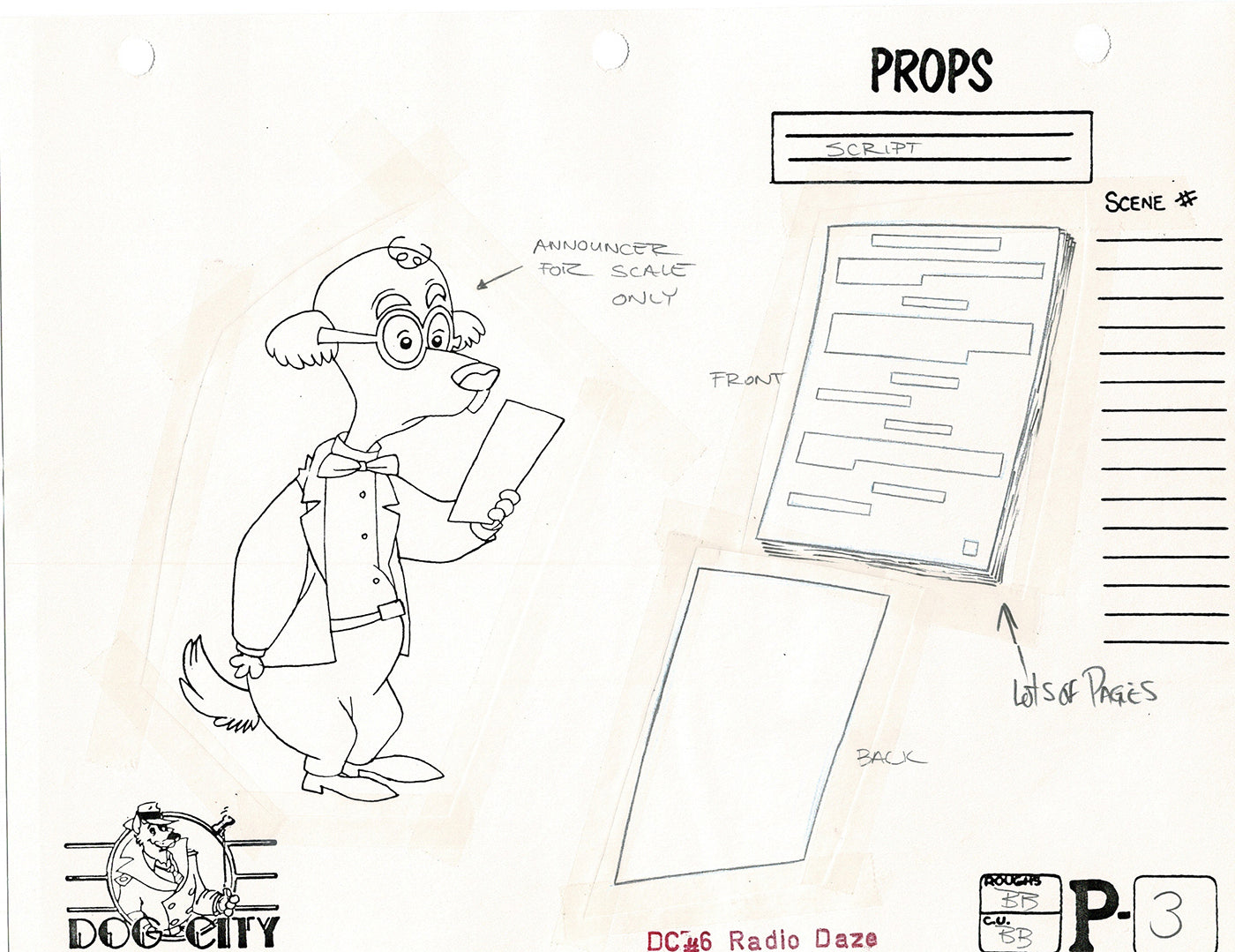 Dog City Grp of 3 Animation Model Sheets Cartoon Henson Fox Nelvana 1992-4 A-007