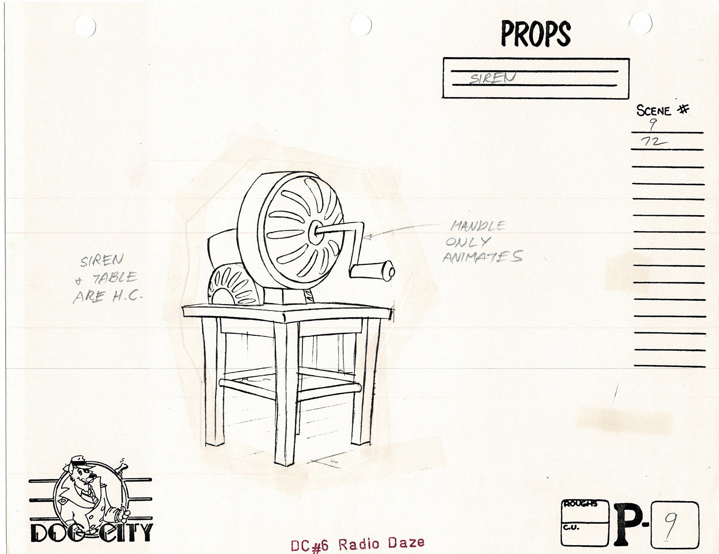 Dog City Grp of 3 Animation Model Sheets Cartoon Henson Fox Nelvana 1992-4 A-013