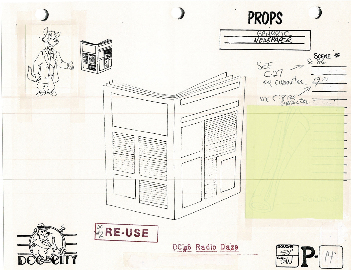 Dog City Grp of 3 Animation Model Sheets Cartoon Henson Fox Nelvana 1992-4 A-019