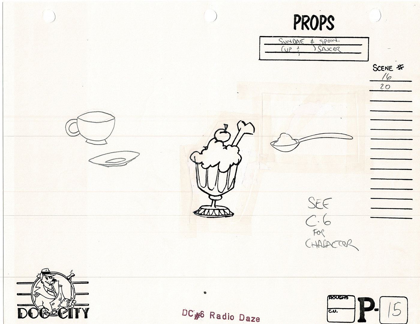 Dog City Grp of 3 Animation Model Sheets Cartoon Henson Fox Nelvana 1992-4 A-019