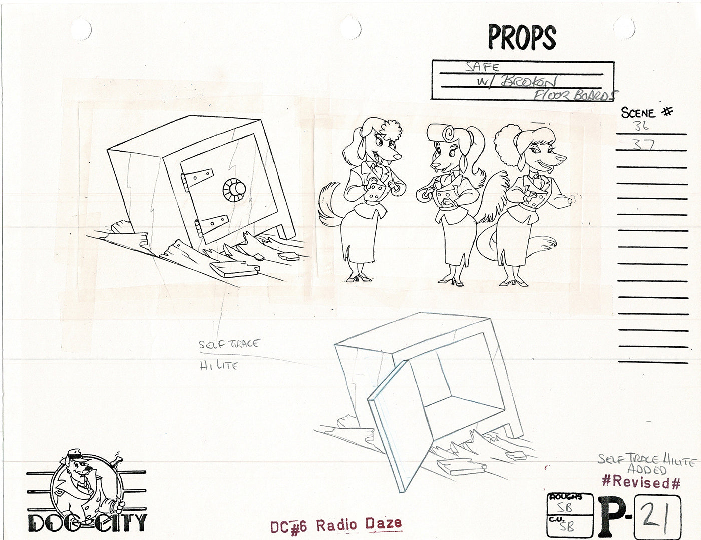 Dog City Grp of 3 Animation Model Sheets Cartoon Henson Fox Nelvana 1992-4 A-028