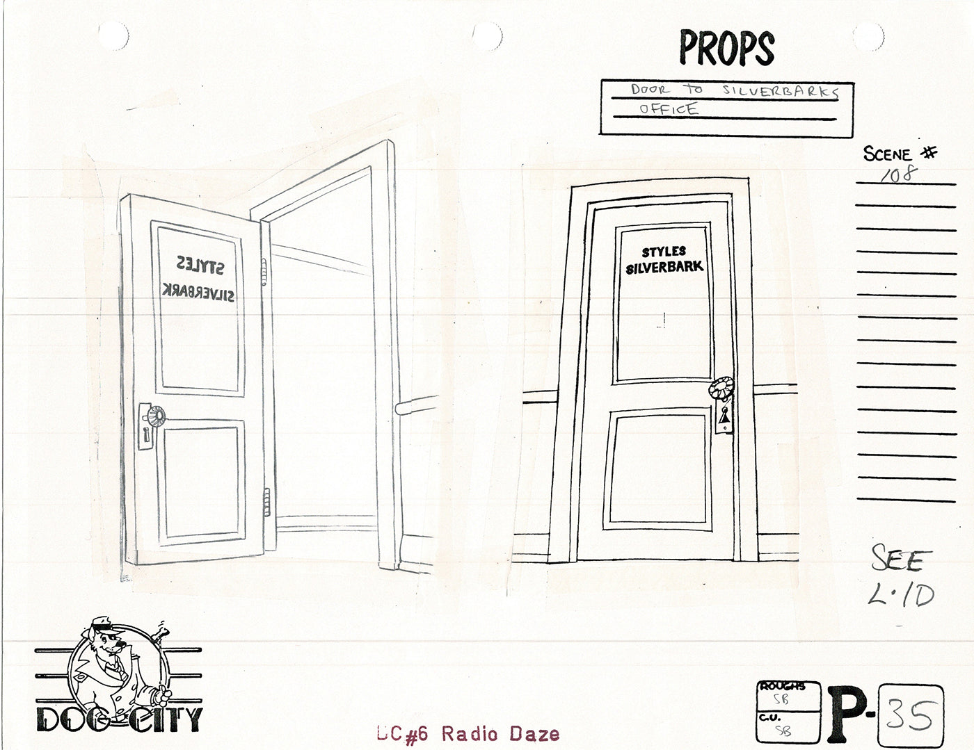 Dog City Grp of 3 Animation Model Sheets Cartoon Henson Fox Nelvana 1992-4 A-043