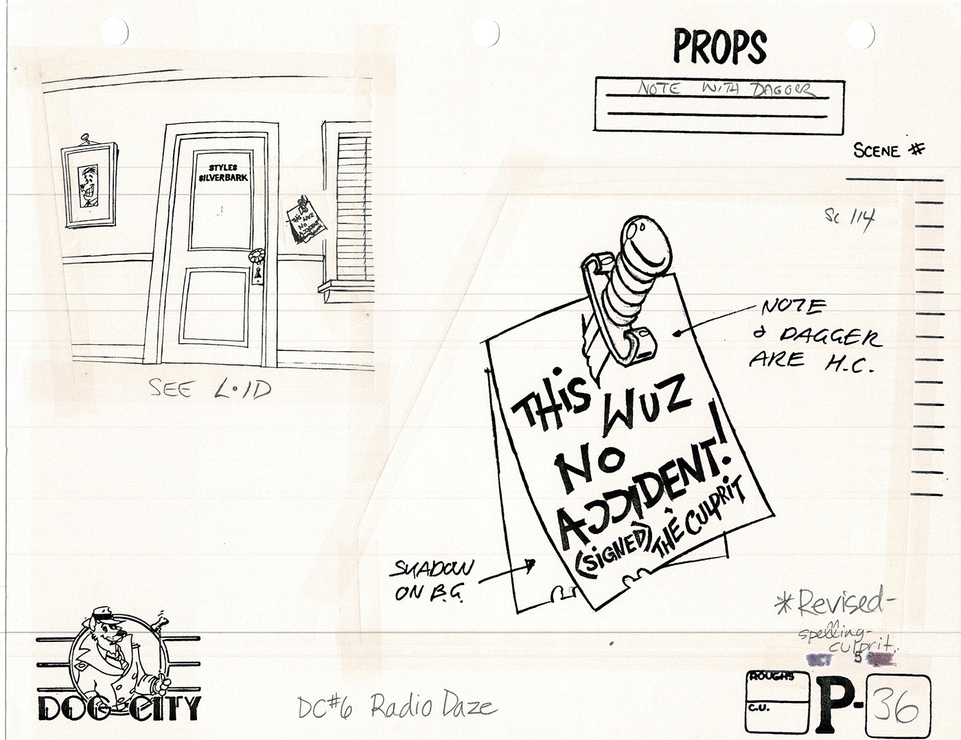 Dog City Grp of 3 Animation Model Sheets Cartoon Henson Fox Nelvana 1992-4 A-043