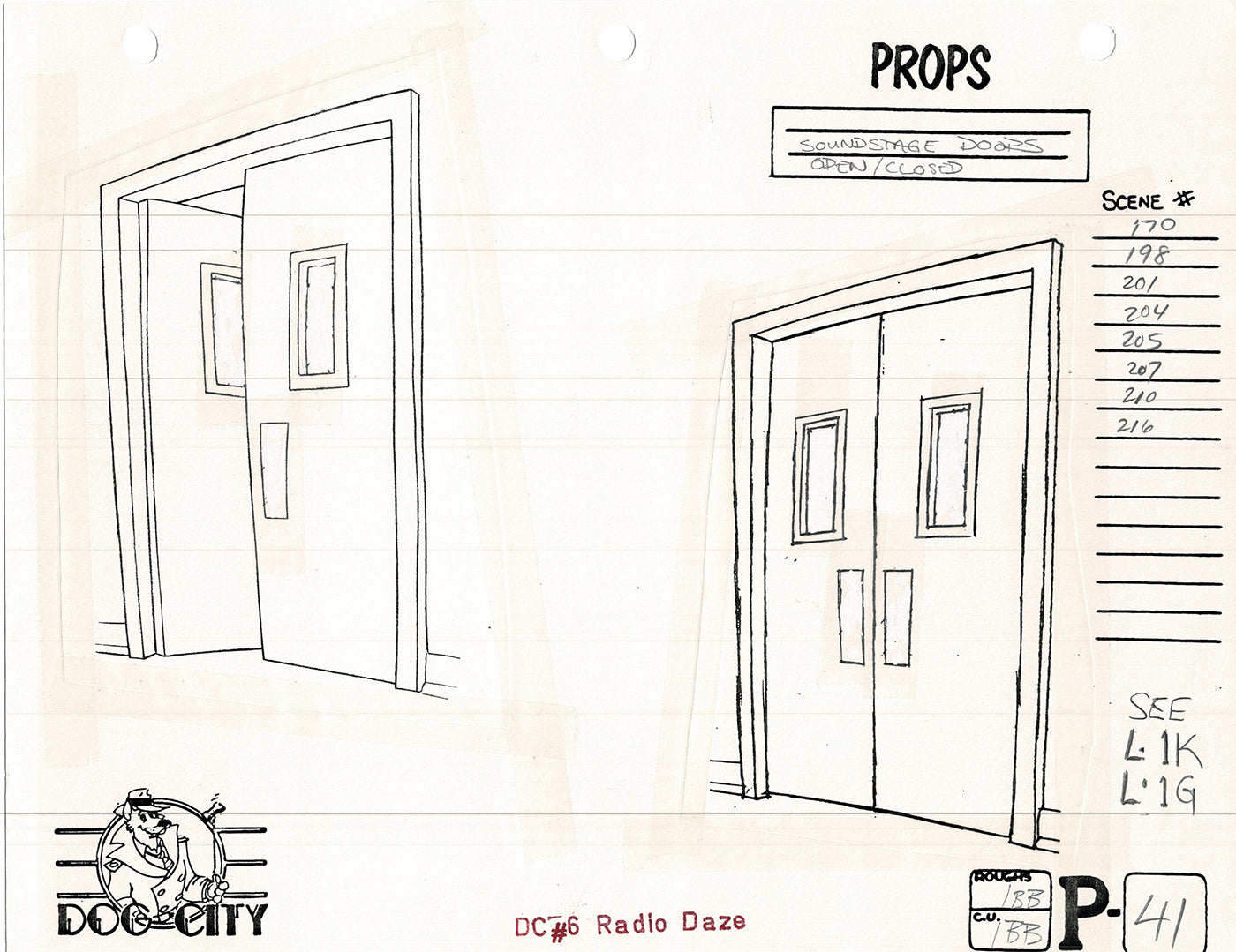 Dog City Grp of 3 Animation Model Sheets Cartoon Henson Fox Nelvana 1992-4 A-046