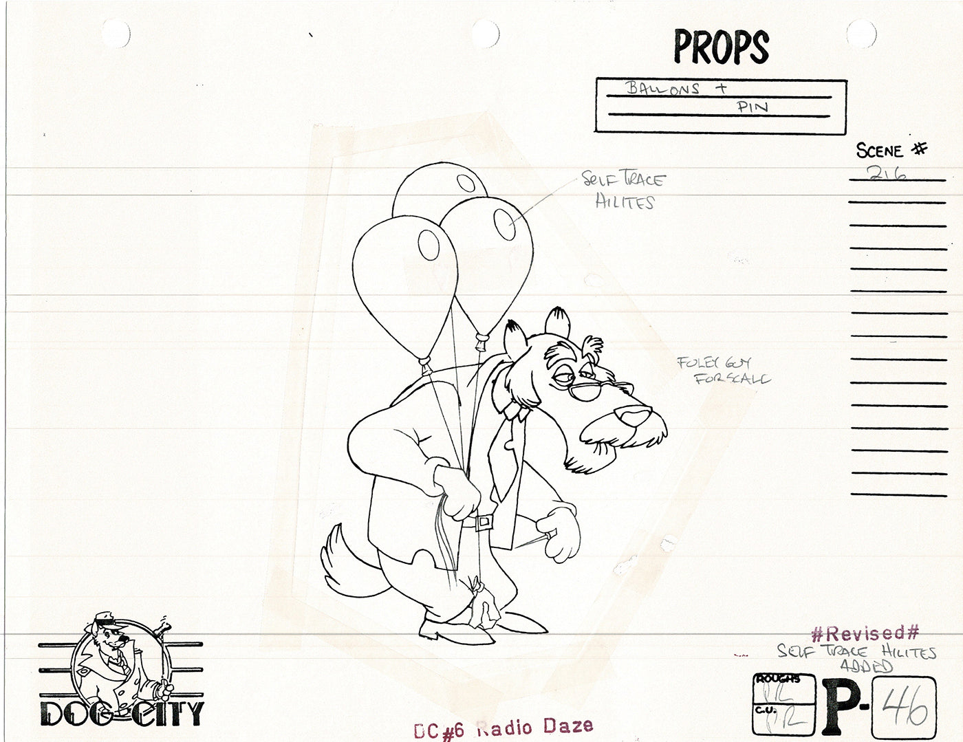 Dog City Grp of 3 Animation Model Sheets Cartoon Henson Fox Nelvana 1992-4 A-049