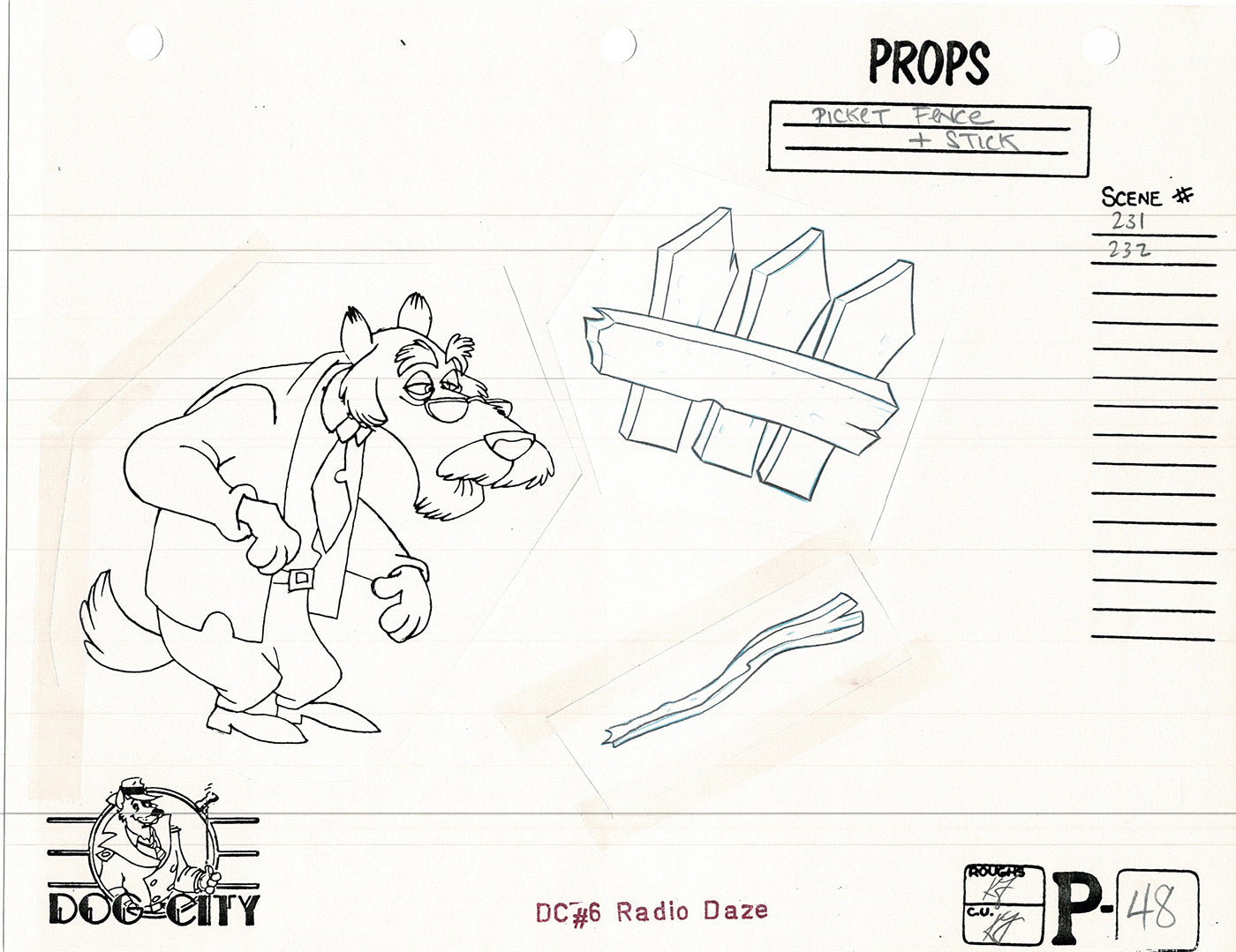 Dog City Grp of 3 Animation Model Sheets Cartoon Henson Fox Nelvana 1992-4 A-052