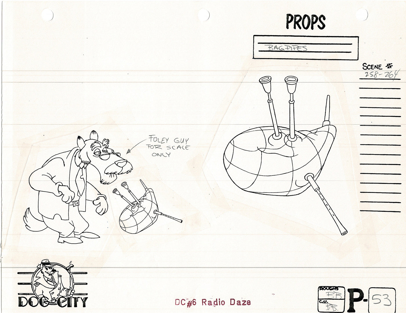 Dog City Grp of 3 Animation Model Sheets Cartoon Henson Fox Nelvana 1992-4 A-061