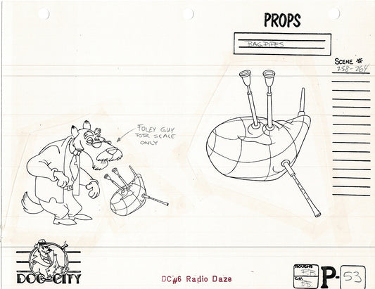 Dog City Grp of 3 Animation Model Sheets Cartoon Henson Fox Nelvana 1992-4 A-061