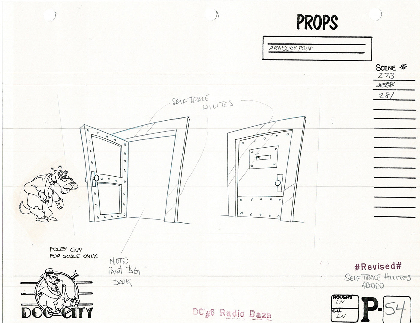 Dog City Grp of 3 Animation Model Sheets Cartoon Henson Fox Nelvana 1992-4 A-061