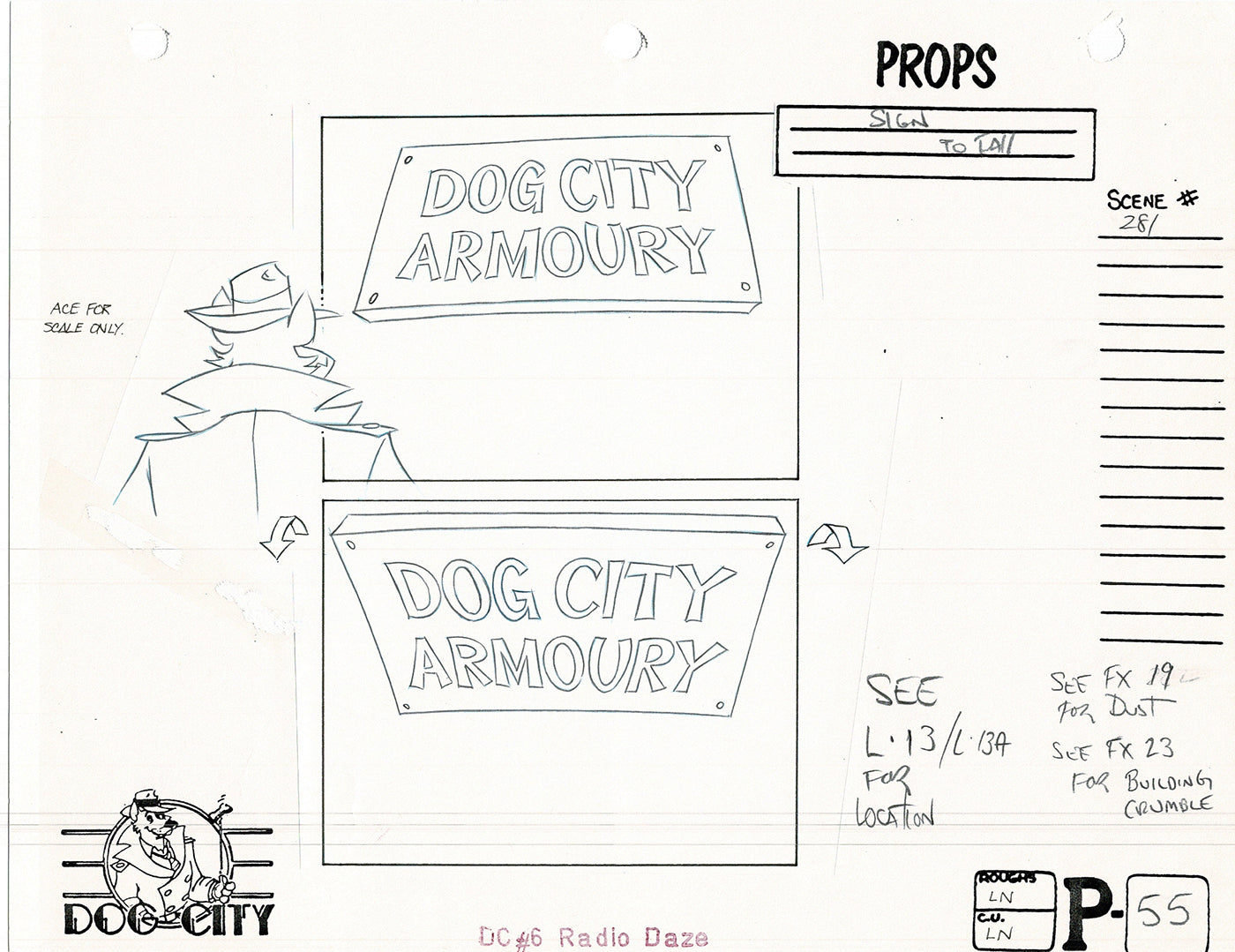 Dog City Grp of 3 Animation Model Sheets Cartoon Henson Fox Nelvana 1992-4 A-061