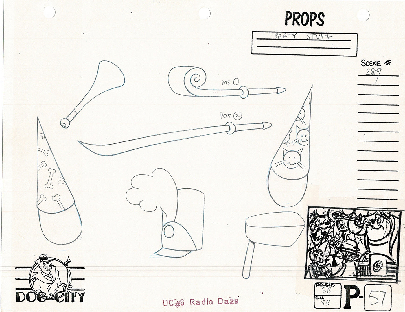 Dog City Grp of 3 Animation Model Sheets Cartoon Henson Fox Nelvana 1992-4 A-064