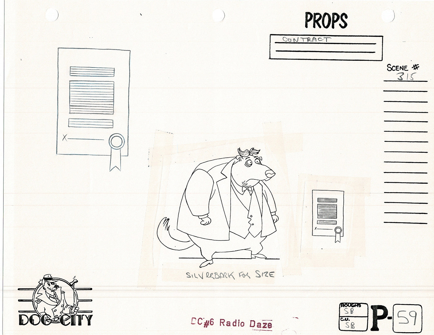 Dog City Grp of 3 Animation Model Sheets Cartoon Henson Fox Nelvana 1992-4 A-067