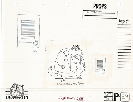 Dog City Grp of 3 Animation Model Sheets Cartoon Henson Fox Nelvana 1992-4 A-067