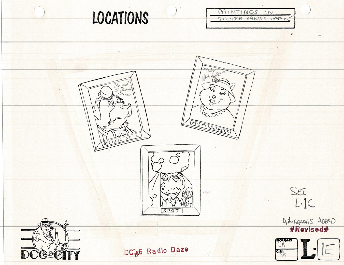 Dog City Grp of 3 Animation Model Sheets Cartoon Henson Fox Nelvana 1992-4 A-079