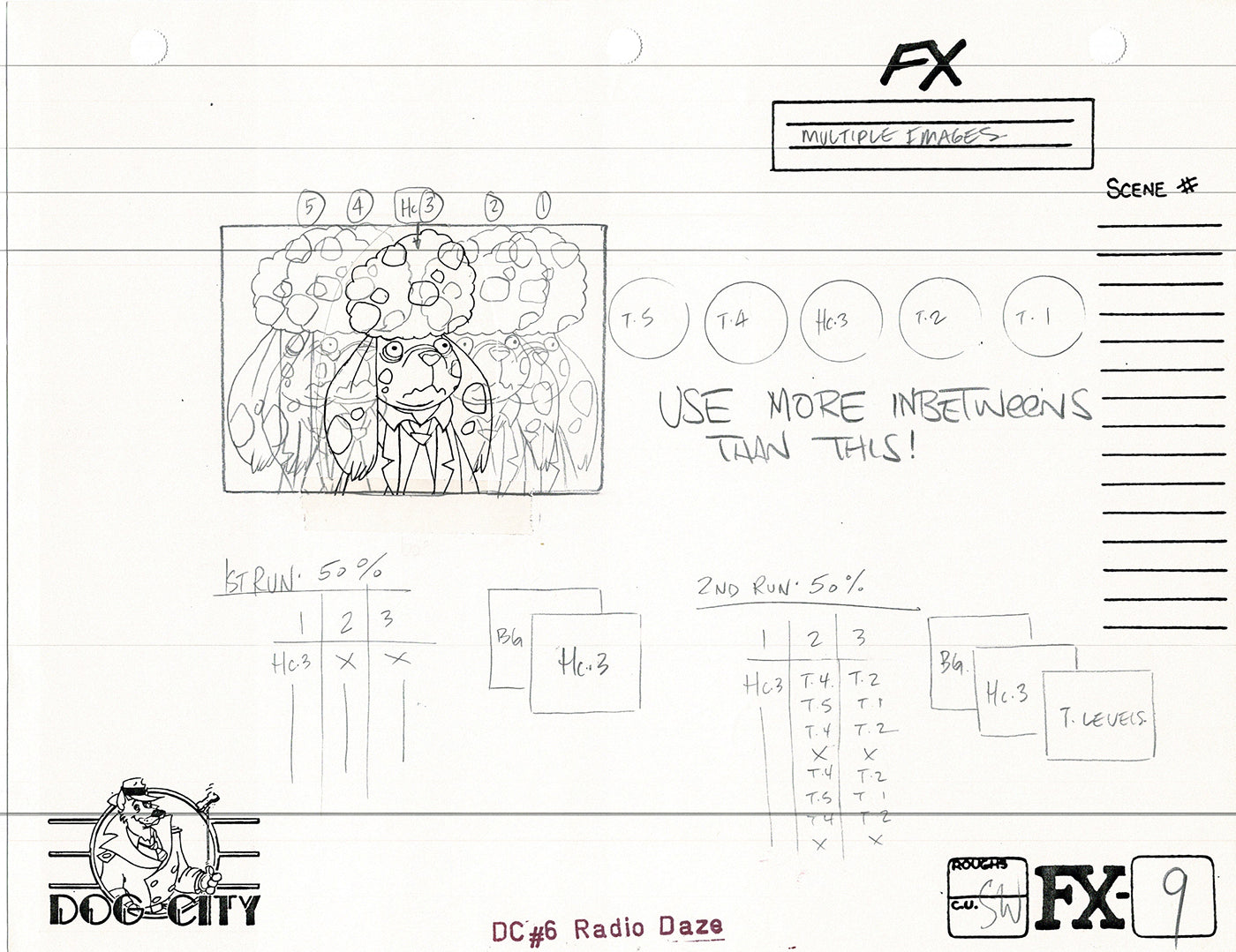 Dog City Grp of 3 Animation Model Sheets Cartoon Henson Fox Nelvana 1992-4 A-121