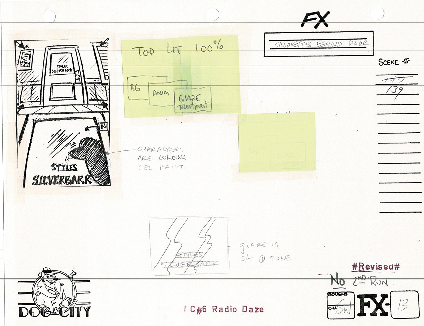 Dog City Grp of 3 Animation Model Sheets Cartoon Henson Fox Nelvana 1992-4 A-124