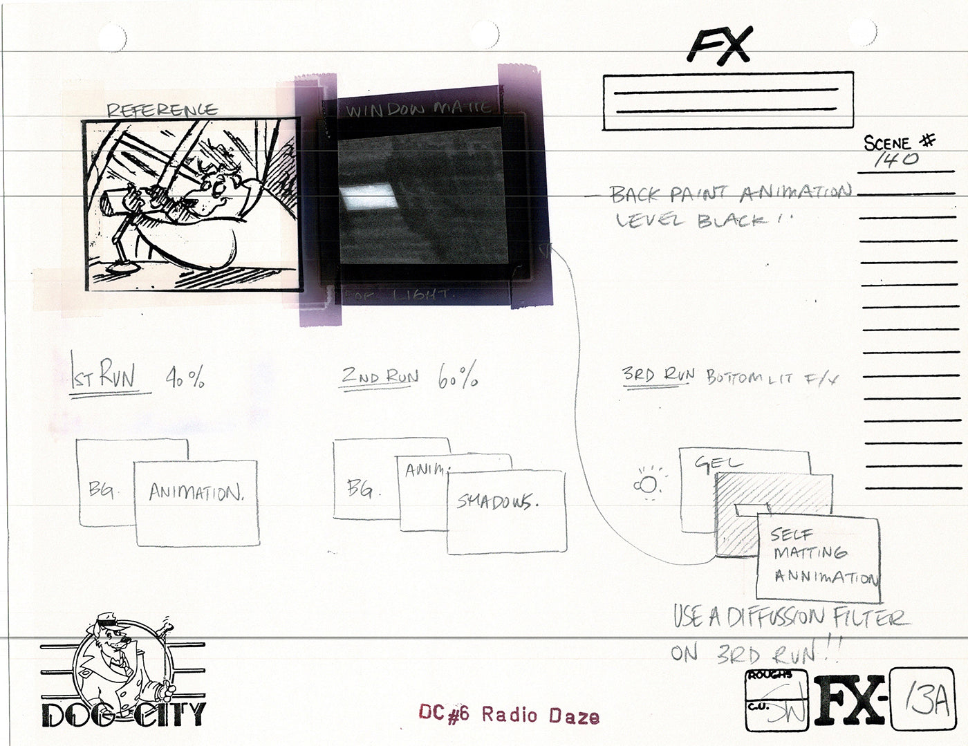 Dog City Grp of 3 Animation Model Sheets Cartoon Henson Fox Nelvana 1992-4 A-124