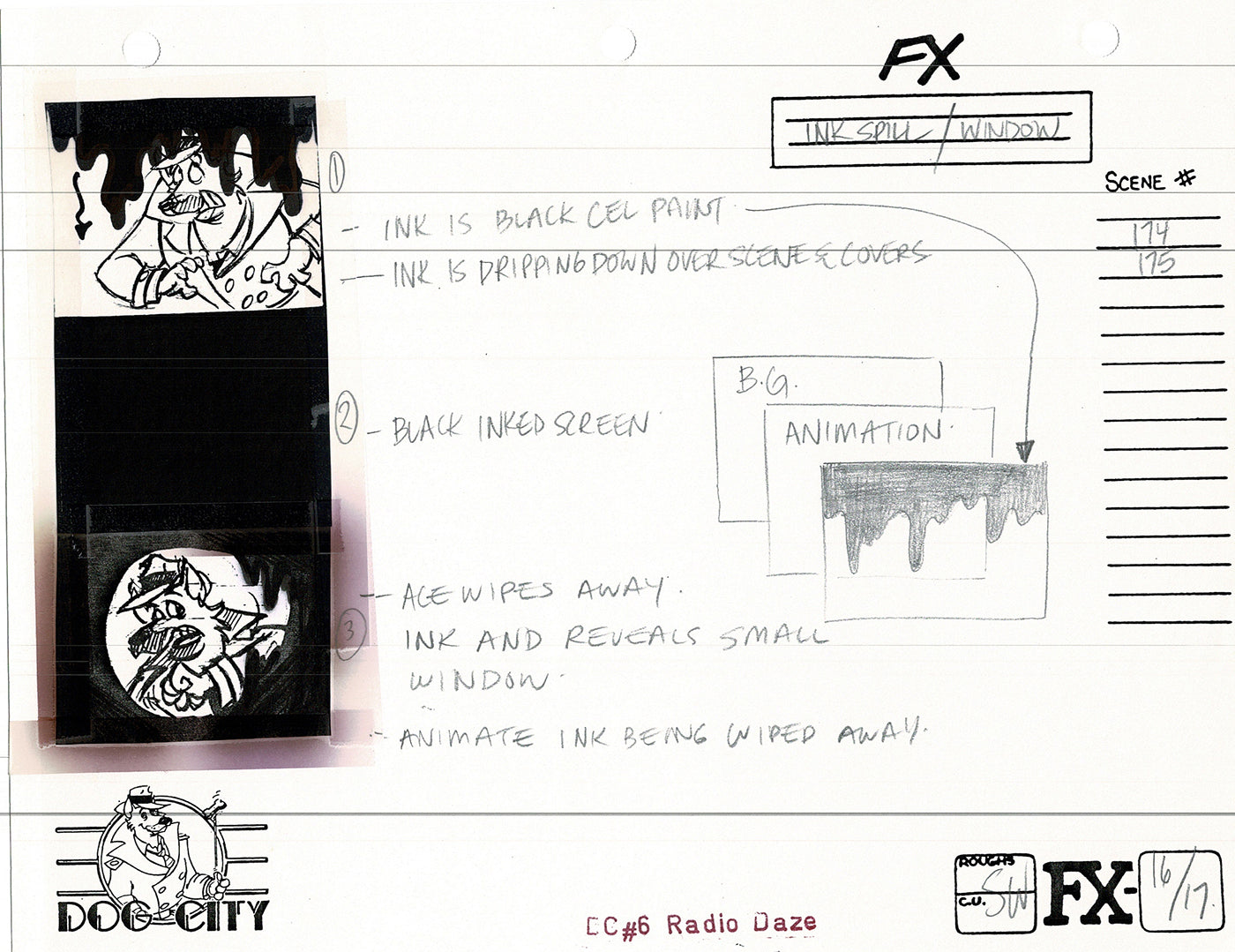 Dog City Grp of 3 Animation Model Sheets Cartoon Henson Fox Nelvana 1992-4 A-127