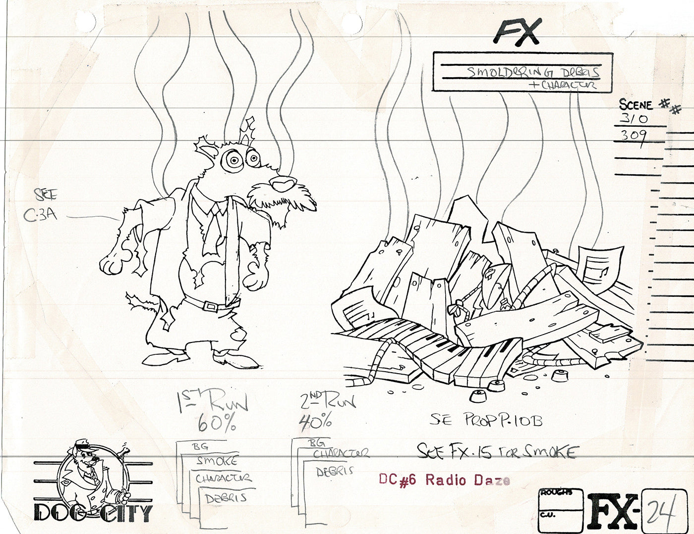Dog City Grp of 3 Animation Model Sheets Cartoon Henson Fox Nelvana 1992-4 A-133
