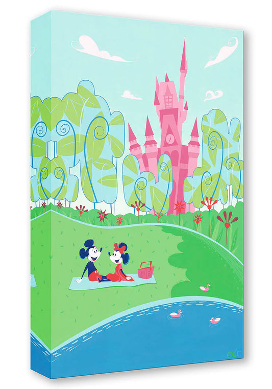 Mickey Mouse and Minnie Mouse Walt Disney Fine Art Eric Doggett Limited Edition of 1500 Treasures on Canvas Print TOC "Castle View for Two"
