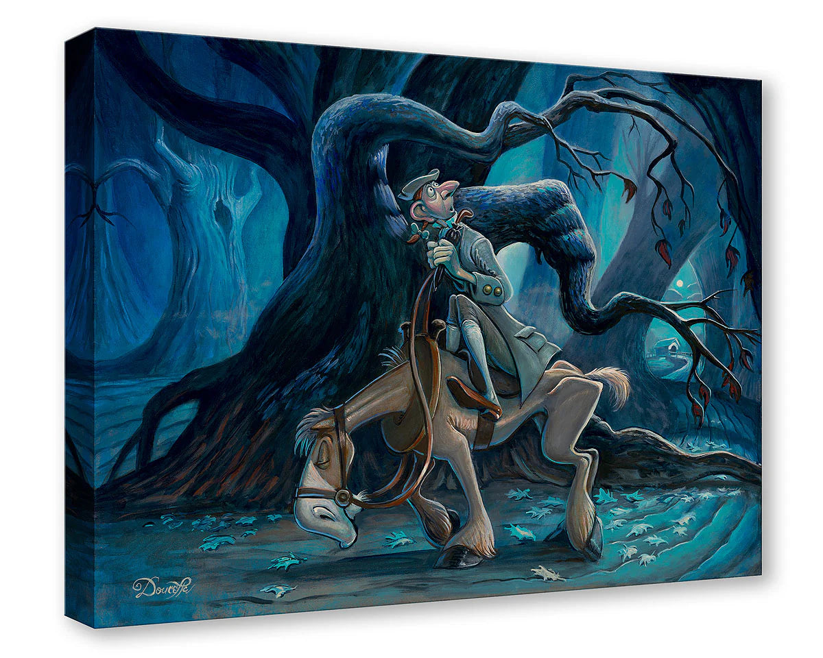 Headless Horseman Halloween Walt Disney Fine Art Bob Doucette Limited Edition of 1500 TOC Treasures on Canvas Print - Ichabod Gets Spooked