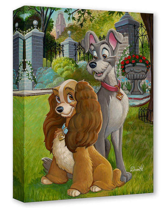 Lady and the Tramp Walt Disney Fine Art Bob Doucette Limited Edition of 1500 TOC Treasures on Canvas Print "What a Dog"
