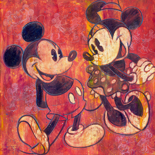 Mickey Mouse Minnie Mouse Walt Disney Fine Art Stephen Fishwick Signed Limited Ed Print of 195 on Canvas "Drawn Together"