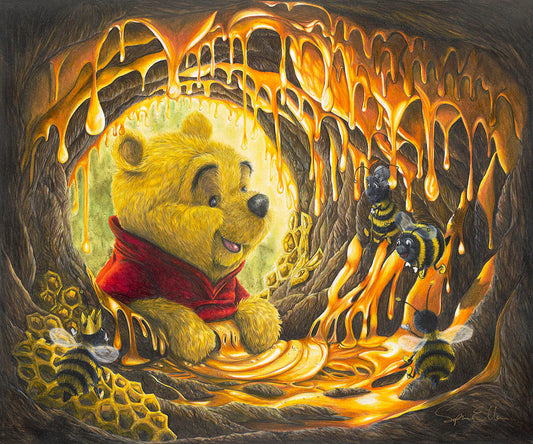 Winnie the Pooh Walt Disney Fine Art Sophie Ellen Signed Limited Edition of 50 Print on Canvas "Time for a Snack"
