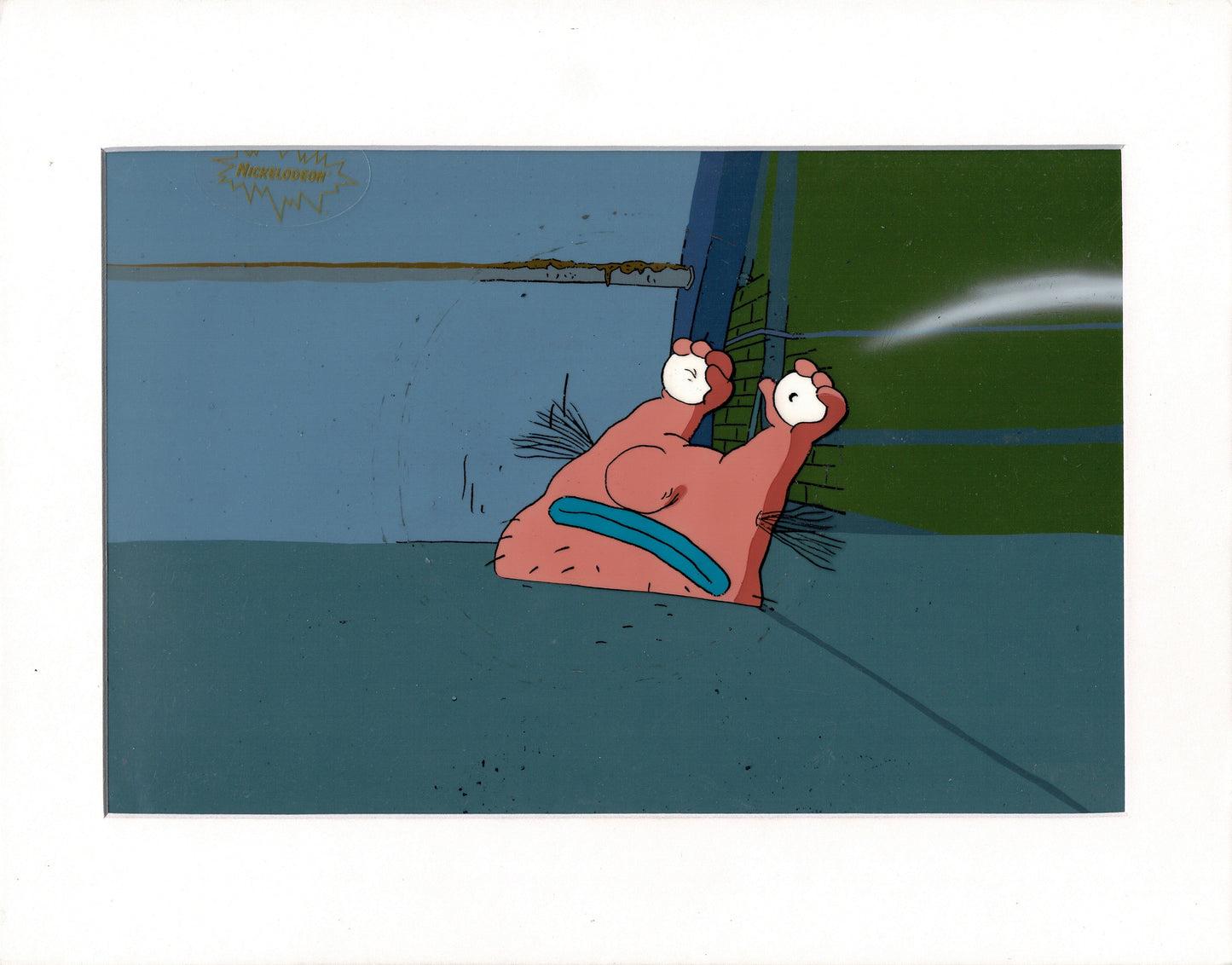 Aaahh!!! Real Monsters Krumm Original Production Animation Cel WITH Production Background OBG and Drawing from Nickelodeon 1994-1997