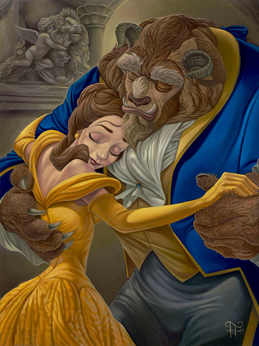 Beauty and the Beast Walt Disney Fine Art Jared Franco Signed Limited Edition of 195 Print on Canvas "Falling in Love"