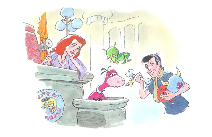 The Flintstones Bob Singer SIGNED Limited Edition Giclee Print on Paper - Exhibit A with Anne Margrock - Artist Proof Edition of 25