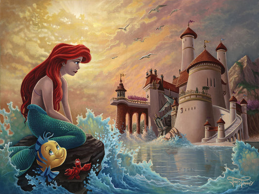 The Little Mermaid Walt Disney Fine Art Jared Franco Signed Limited Edition of 195 Print on Canvas "Ariel's Daydream"