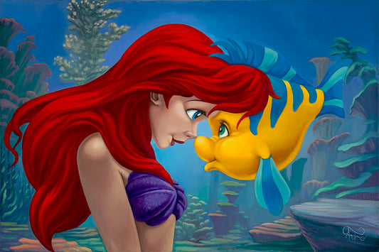 The Little Mermaid Walt Disney Fine Art Jared Franco Signed Limited Edition of 195 Print on Canvas "Best Friends"