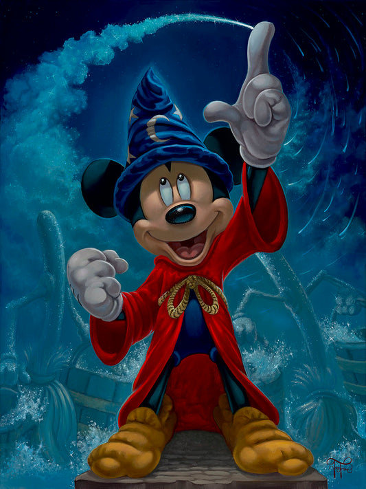 Mickey Mouse Sorcerer's Apprentice Walt Disney Fine Art Jared Franco Signed Limited Edition of 100 Print on Canvas "Casting Magic"