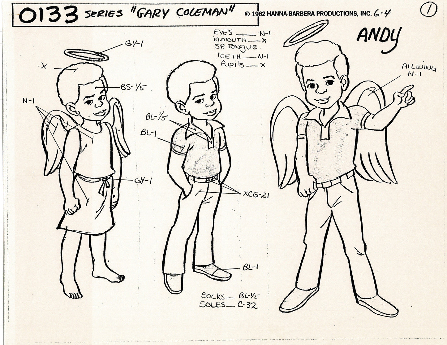 The Gary Coleman Show 1982 Alex Toth Production Model Sheet Copy Lot of 10 Pages from Hanna Barbera
