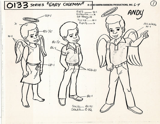 The Gary Coleman Show 1982 Alex Toth Production Model Sheet Copy Lot of 10 Pages from Hanna Barbera