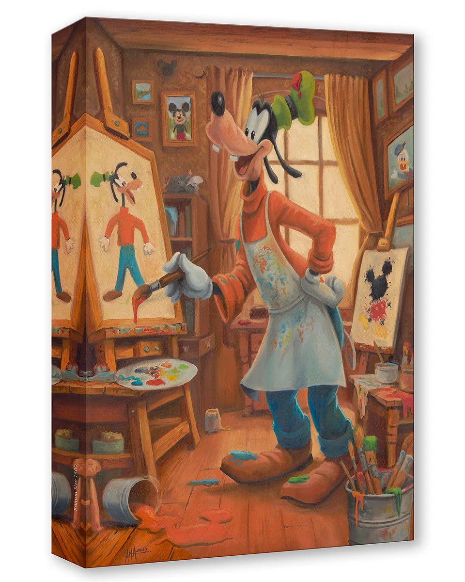 Goofy Walt Disney Fine Art Angel Alvarez Limited Edition of 1500 TOC Treasures on Canvas Print - Goofy the Artist