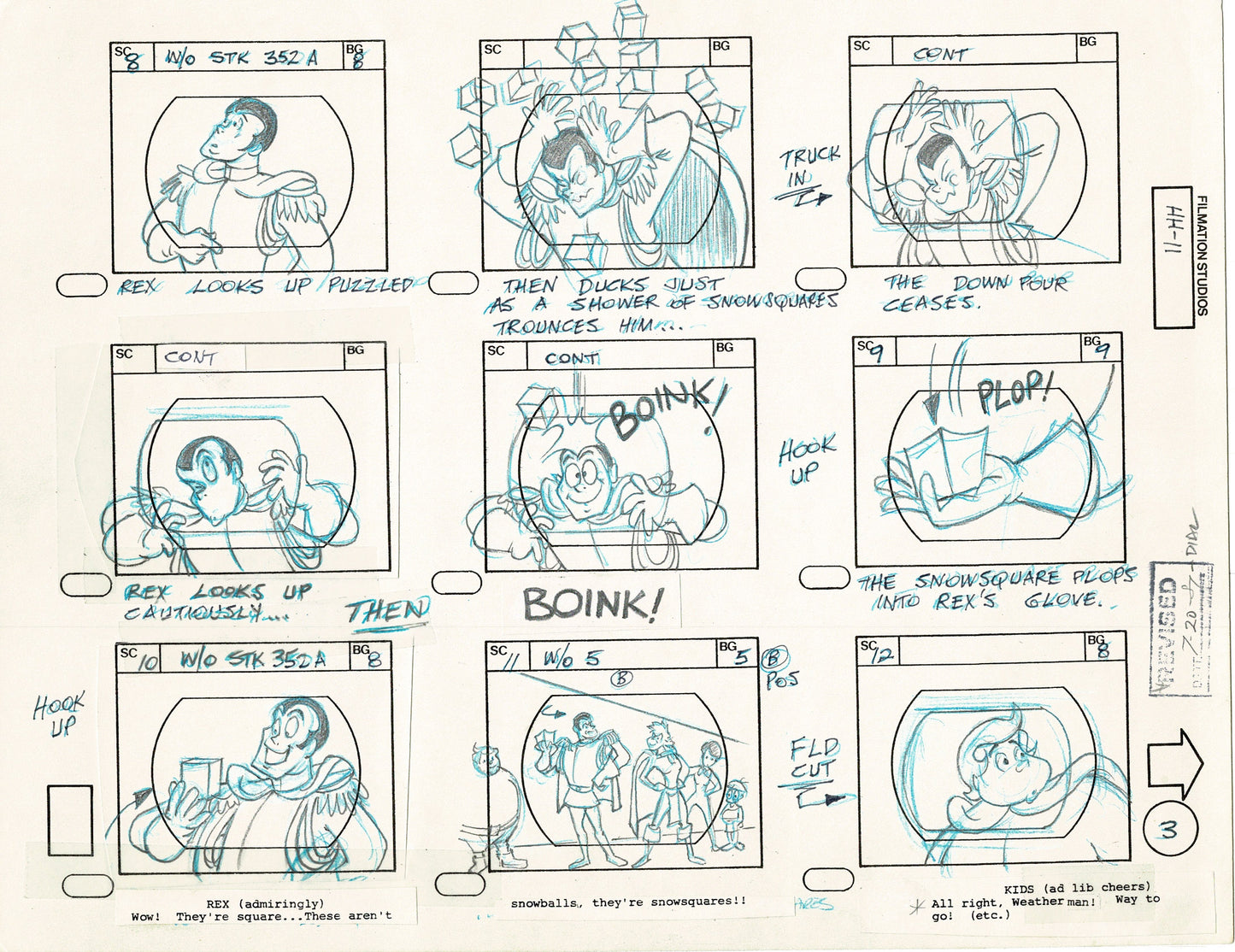 Hero High 1981 Production Animation Storyboard Page Filmation A-003