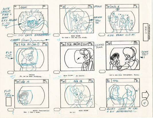 Hero High 1981 Production Animation Storyboard Page Filmation A-004