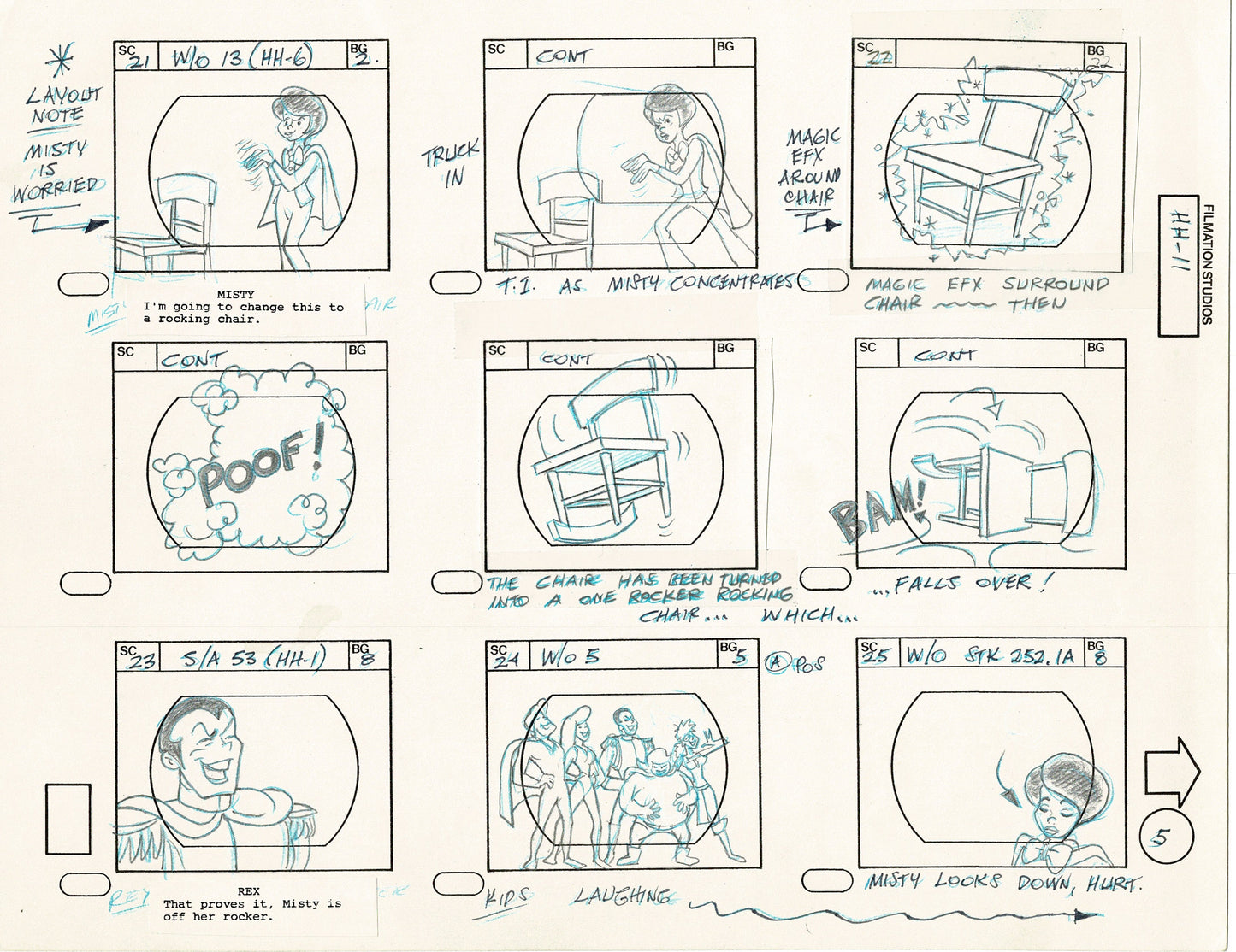 Hero High 1981 Production Animation Storyboard Page Filmation A-005