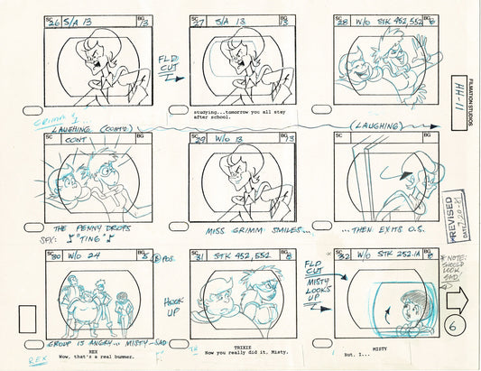 Hero High 1981 Production Animation Storyboard Page Filmation A-006